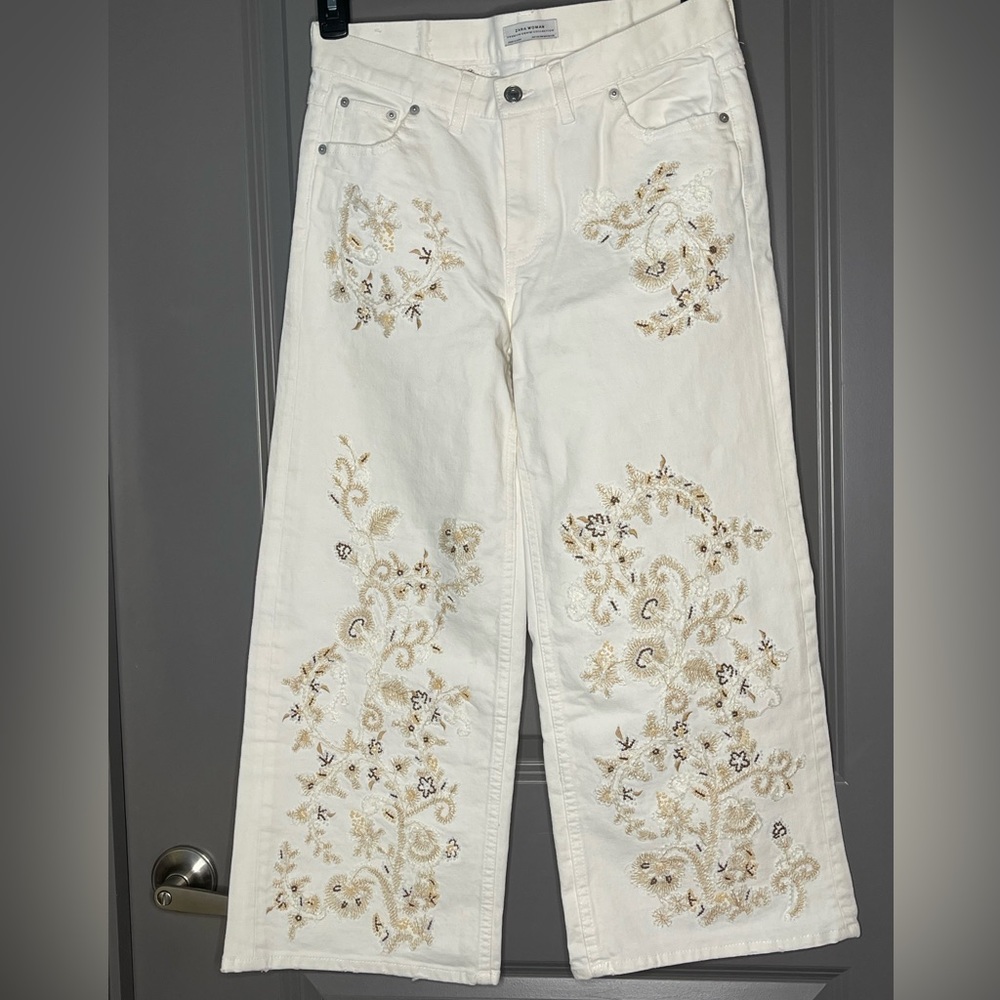 Festival Zara embroidery jeans material pants  size small - medium